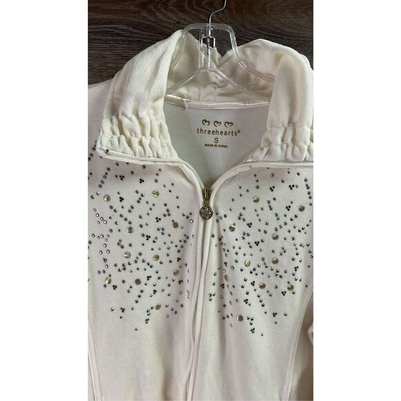 ThreeHearts Velour Off White Studded Jacket New With Tags - Picture 6 of 8